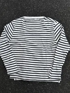 ボーダー長袖カットソー ホワイト×ネイビー Lサイズ