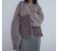 フリンジ付きオーバーサイズニットカーディガン