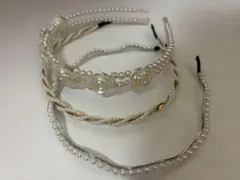 パール カチューシャ 3点セット ヘアアクセサリー