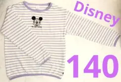 ⭐︎春Disney⭐︎ミッキーマウス⭐︎フェイスロゴ刺繍ロンT⭐︎白×紫⭐︎ストレッチ◎★