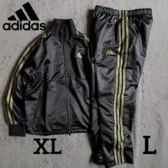 新品 アディダス トラックスーツ セットアップ ブラック 光沢 L - メルカリ