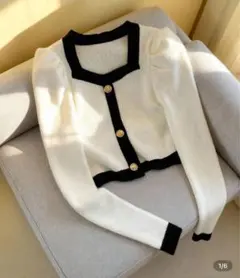 パフスリーブセーター ニット　ホワイト