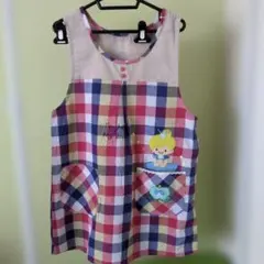 チェック柄 エプロン キャラクター刺繍のサムネイル
