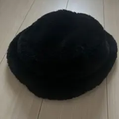 フェイクファー バケットハット ブラック 冬用