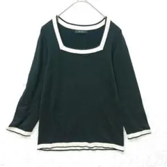 コムサイズム シルク スクエアネック 七分袖セーター