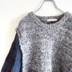 used 異素材ニットトップス リメイク ウール マルチカラー ヴィンテージ古着