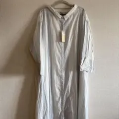 スタディオクリップ　綿100% ストライプ 長袖シャツワンピース Fサイズ