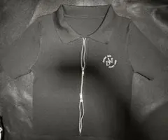 レディース ダブルジップリブニットトップス ブラック