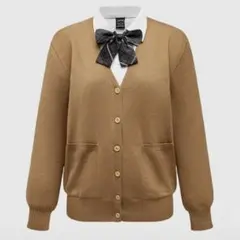 制服 Vネック カーディガン ブラウン ベージュ 平成 ギャル スクール M