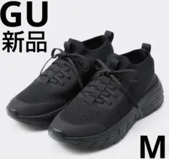 新品　GU ボリュームソールニットスニーカー　黒　M　通気性　厚底のサムネイル