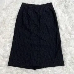 【Nicole】上品ブラックレースひざ丈スカート キュプラ裏地のサムネイル
