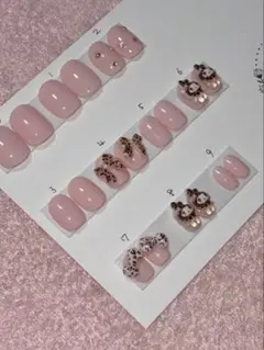 ピンク ヒョウ柄 ネイルチップ 9個セット