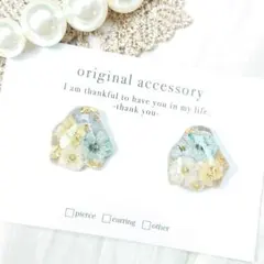 #4405/ハンドメイド♡押し花ドライフラワーレジンピアス