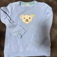 Steiff 水色 クマ刺繍 トレーナー 104