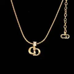 美品✨Dior クリスチャン ディオール ネックレス ラインストーン CDロゴ