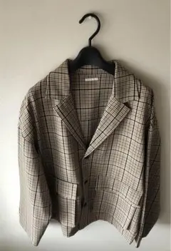 GU ジーユー チェック柄 ジャケット メンズ Mサイズ ブラウン系 Mサイズ