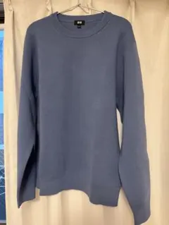 ユニクロ　ウォッシャブルミラノリブクルーネックセーター　ブルー　L 新品