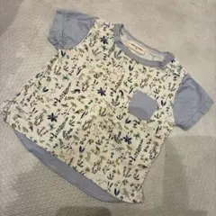 【センスオブワンダー】花と鳥プリントのコットンTシャツ 80cm