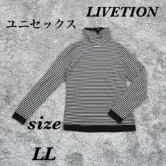 LIVETION (LL) 長袖Tシャツ タートルネック ボーダー カジュアル