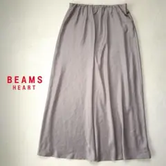 BEAMS HEART サテンロングフレアスカート グレージュ レディース Fのサムネイル