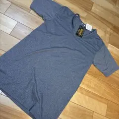 メンズ裏起毛グレー ストレッチ Vネック Tシャツ新品　Ｌサイズ単品S4008