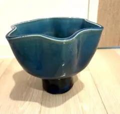 陶器製 花瓶 フラワーベース ブルー　グリーンのサムネイル