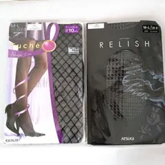 ブラック柄タイツ2種類 日本製 ブラック M〜Lサイズ