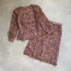 90s vintage ボックス プリーツスカート ペイズリー柄 総柄 レトロ