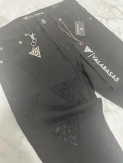 VALABASAS バラバサス　ロゴラインストーンスキニーブラックデニムのサムネイル