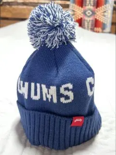 美品★CHUMS ニット帽 ビーニー ポンポン付き ブルーのサムネイル