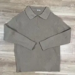 Braidine ベージュ リブニット ジッパー付き
