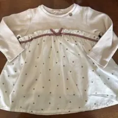 ハート柄フリル付き長袖トップス　プティマイン