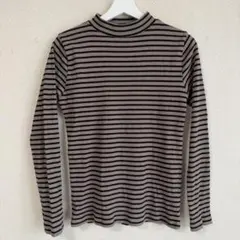 ハイネック ニットロンT ボーダー茶黒 ブラウン L 00's グランジ