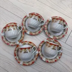 花柄カップとソーサーセット 5個