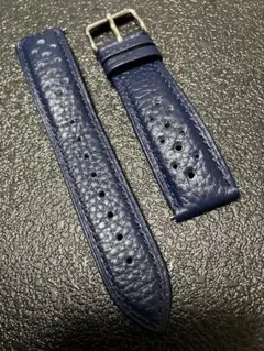 20mm ネイビー レザー 時計ベルト 穴開け加工品