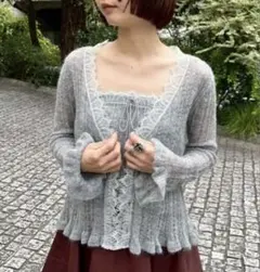 LILY BROWN レーストリムニットアンサンブル　新品のサムネイル