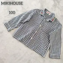 ミキハウス 【100】 トップス シャツ チェック柄 ブランドロゴ 刺繍 長袖