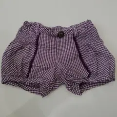 紫のチェック柄 半ズボン 100cm