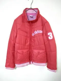 Y2K 2008年製　美品　アディダス　ダウンジャケット　レディースL相当　赤色