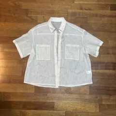 GU 半袖シアーシャツ⟡ベージュ XL