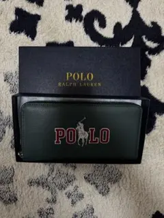 POLO RALPH LAUREN ダークグリーン 牛革 長財布