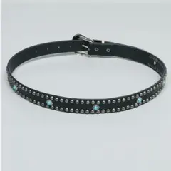 ターコイズ スタッズベルト 黒 Y2K ウエスタン アメカジ ヴィンテージ ロッ