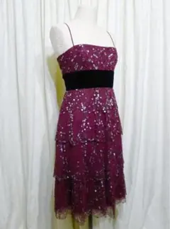 ビーシービージー マックスアズリア ボルドー スパンコール ドレス