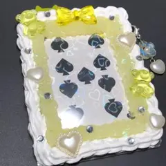 #33トレカケース ホイップデコ 黄色 リボン チャーム リボン ハート くま