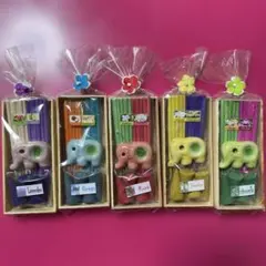 象の香立て付きお香5個セット　タイ　お土産