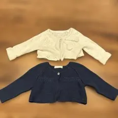 ホワイトとネイビーのカーディガンセット