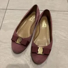 ピンク フラットシューズ リボン付き　ヴァラ　8D