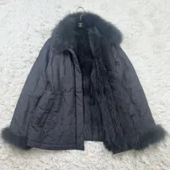 極美品✨SAGAFOX ブルーフォックス ファーコート シルク　毛皮　黒　M〜L