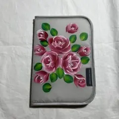 お薬手帳ケース277 トールペイント　手書き　ハンドメイド　ピンクローズ　薔薇