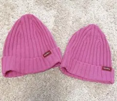 ファミリア　familiar キッズ　ベビー　帽子　綿ニット　ピンク　お揃い姉妹
